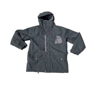 686 MEDIUM Men's Gray AAC Tiger Snowboard/Ski Jacket with Woven Detail